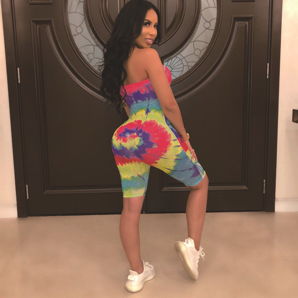 Stylish Tube Top Threaded Shoulder Jumpsuit