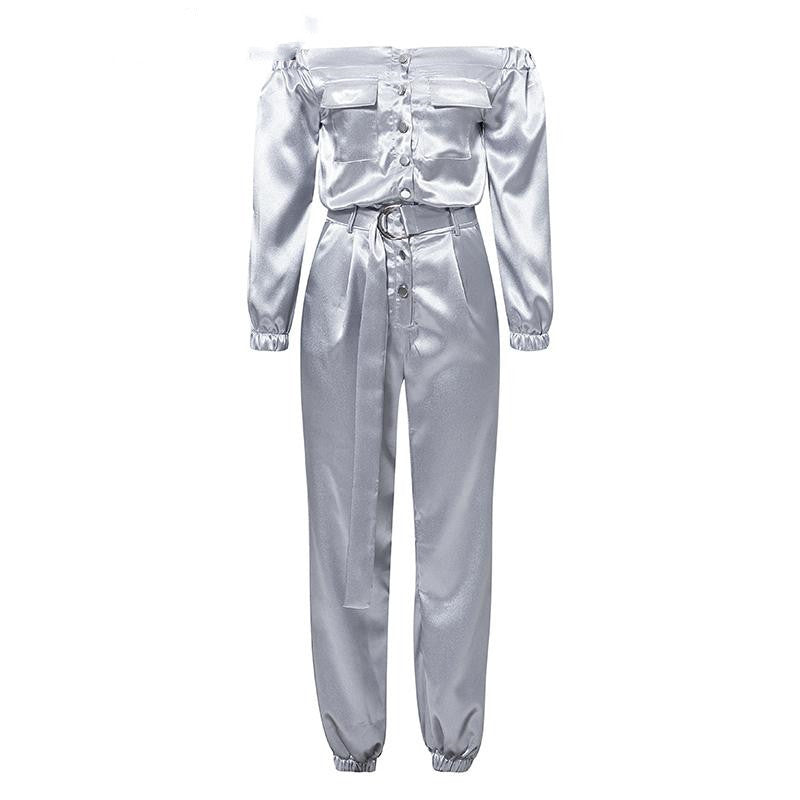 Slotted long-sleeved jumpsuit
