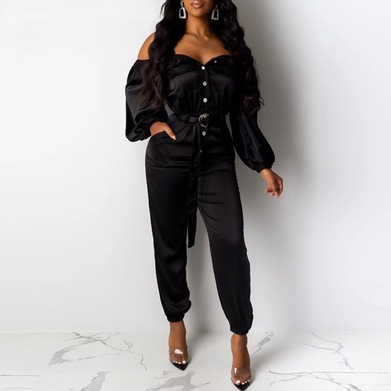 Slotted long-sleeved jumpsuit