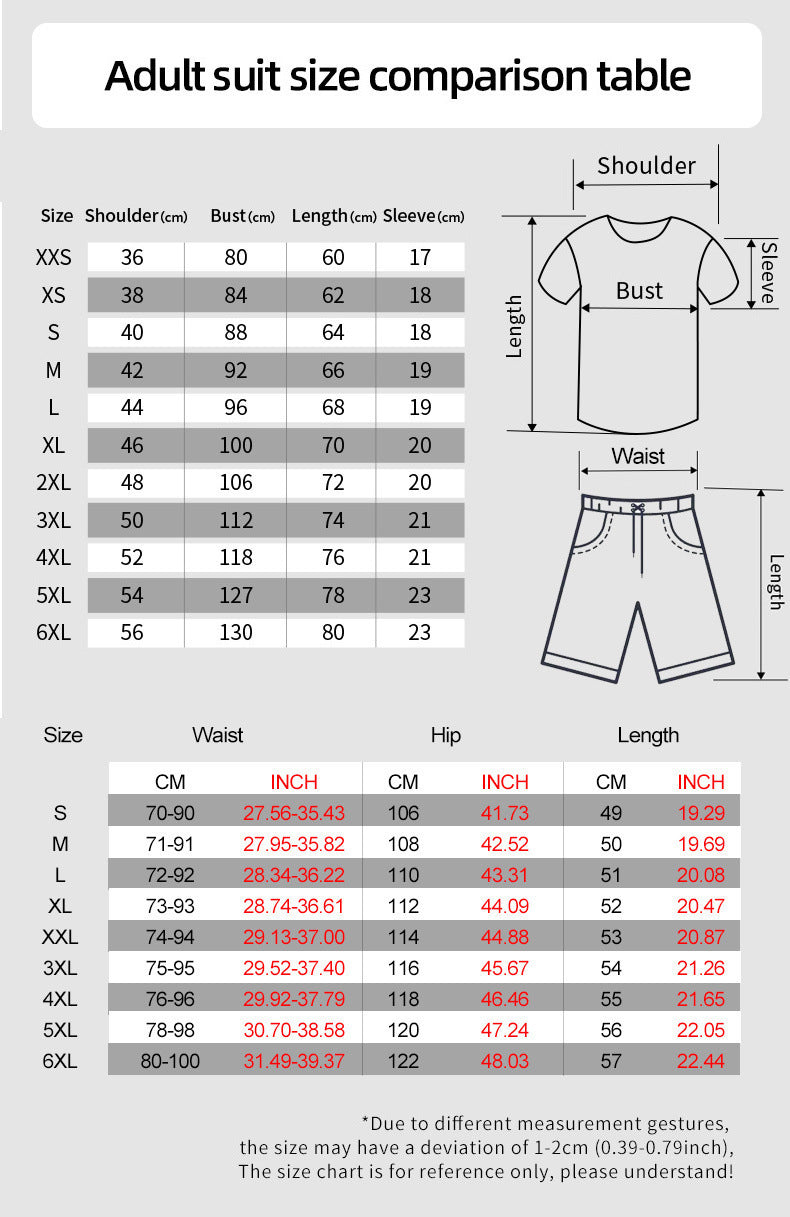 3D Digital Printing Men Summer Short-sleeved Beach Pants Suit