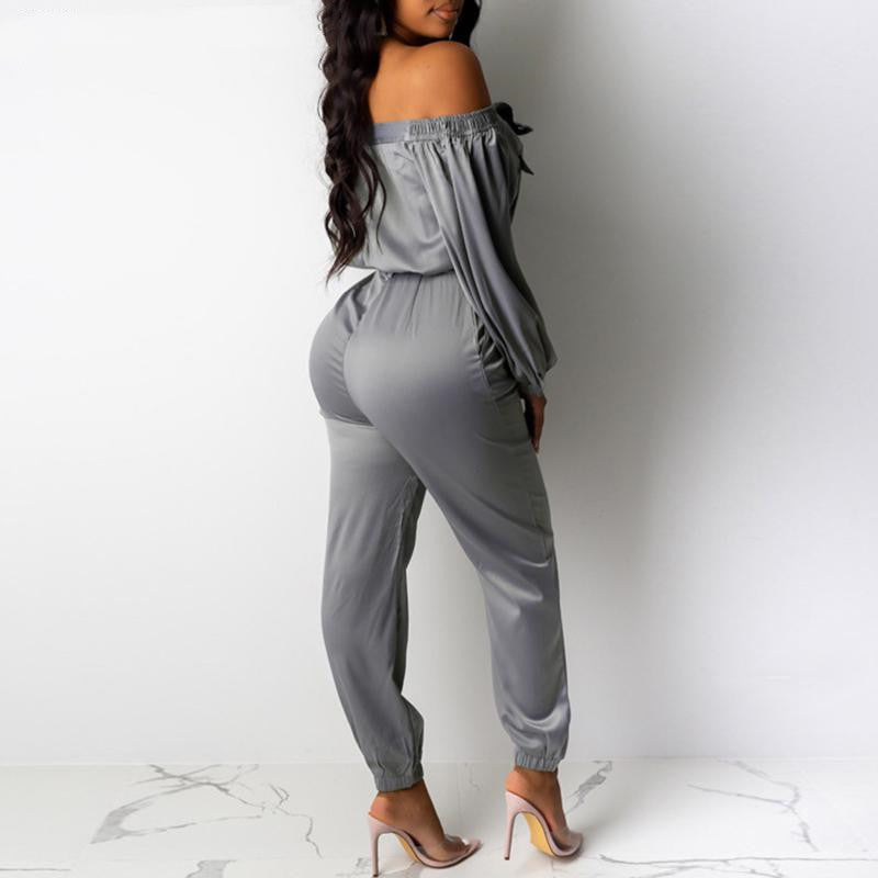 Slotted long-sleeved jumpsuit