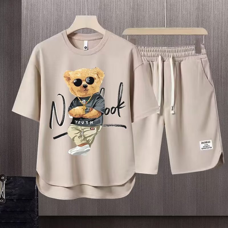 Short-sleeved T-shirt Summer Men Leisure Set Teenagers Student Sports Suit Junior High School Running Two-piece Suit