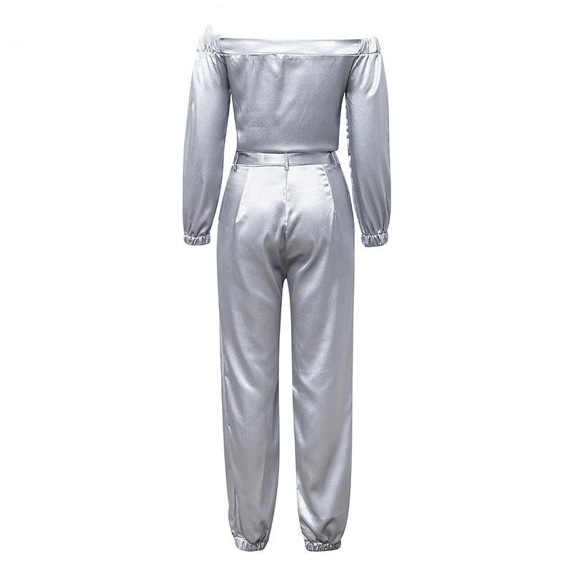 Slotted long-sleeved jumpsuit
