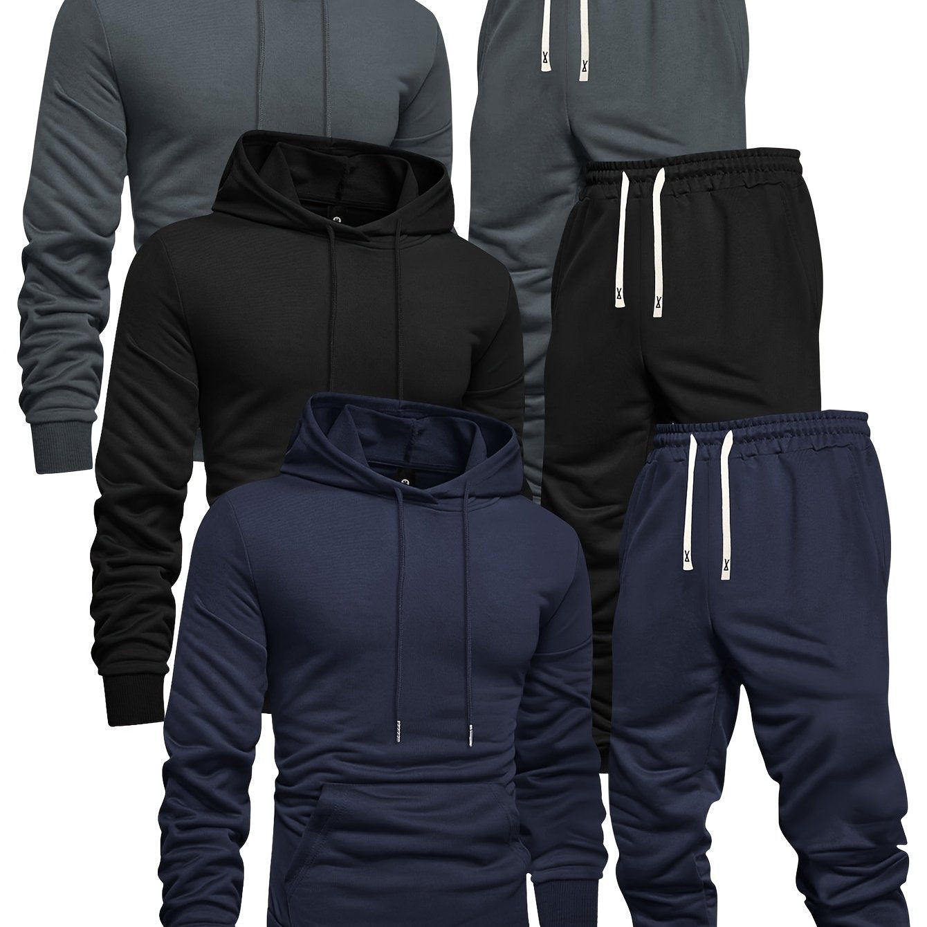 3 Sets Men's Casual Sports Hoodies Blouse And Pants