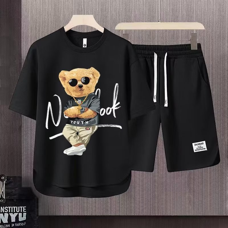 Short-sleeved T-shirt Summer Men Leisure Set Teenagers Student Sports Suit Junior High School Running Two-piece Suit