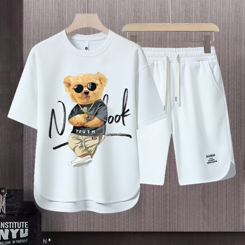 Short-sleeved T-shirt Summer Men Leisure Set Teenagers Student Sports Suit Junior High School Running Two-piece Suit